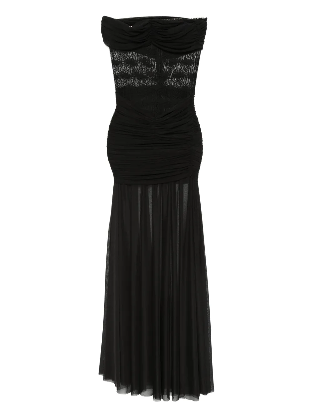 Atu Body Couture lace-panelled mesh maxi dress Zwart