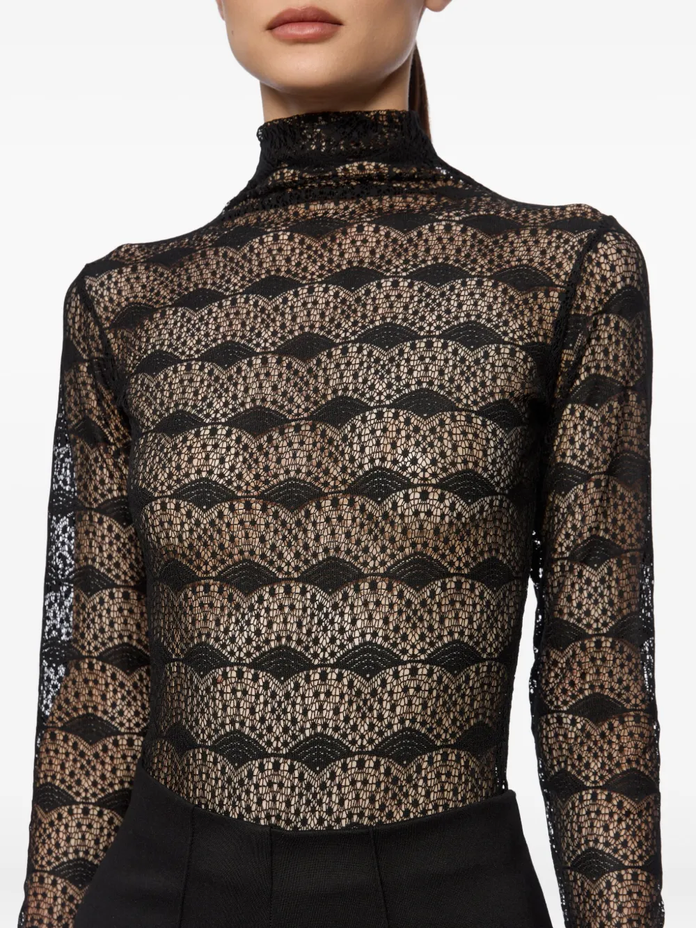 Atu Body Couture Bodysuit met hoge hals Zwart