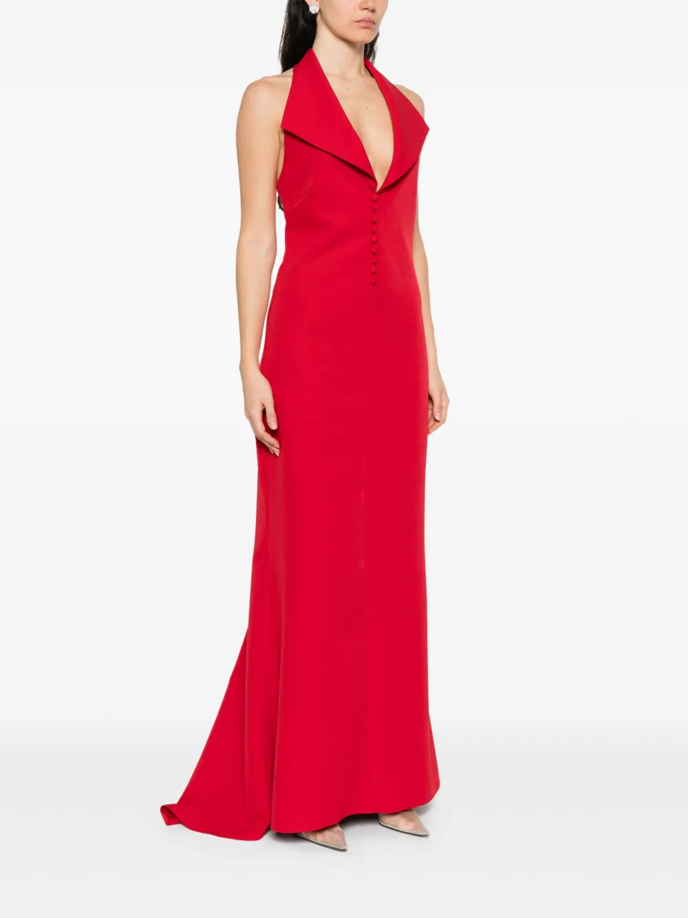 Atu Body Couture Maxi-jurk met halternek en knopen Rood