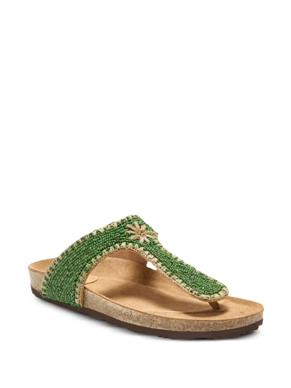 MALIPARMI beaded T-bar sandals Green