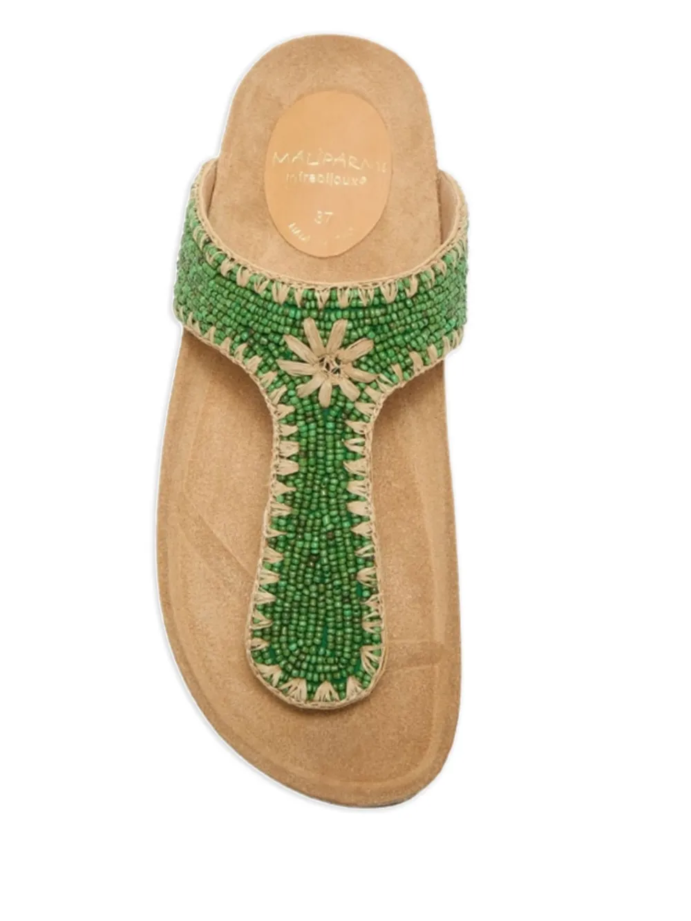 MALIPARMI beaded T-bar sandals Green