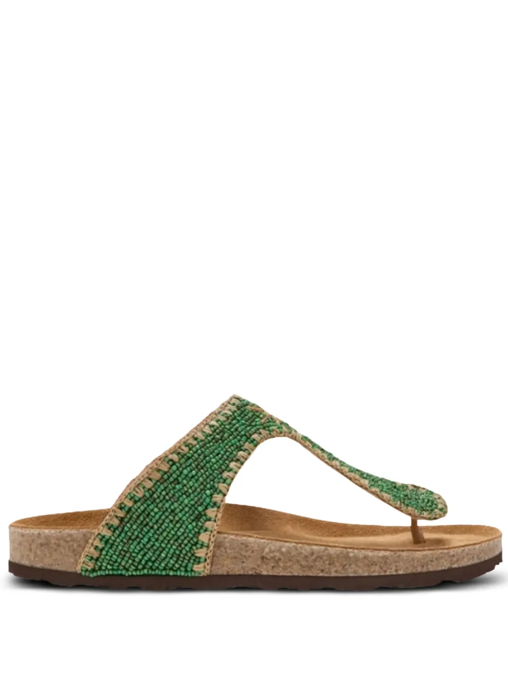 MALIPARMI beaded T-bar sandals Green