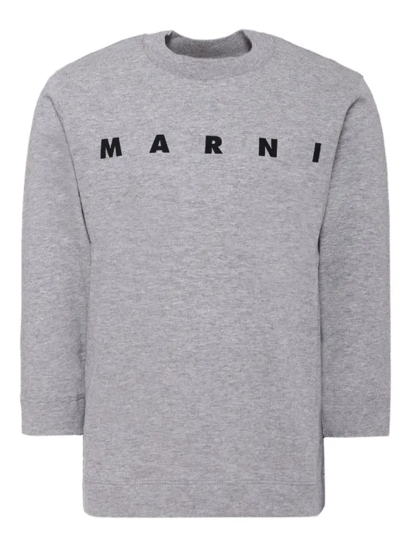 Marni Kids logo-print long-sleeve T-shirt | Grey | FARFETCH