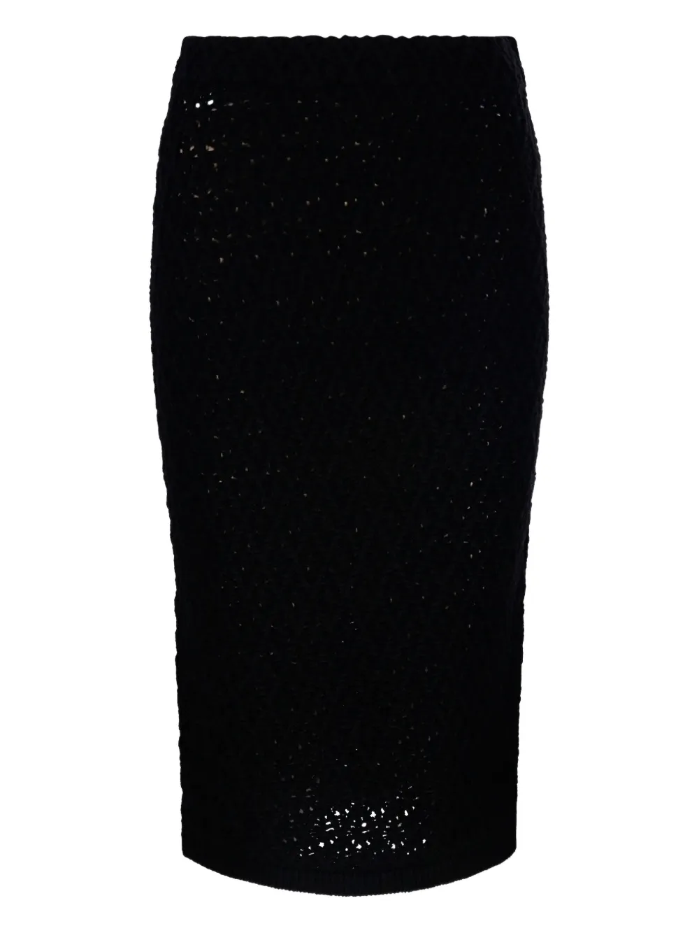 Nude open-knit midi skirt - Schwarz