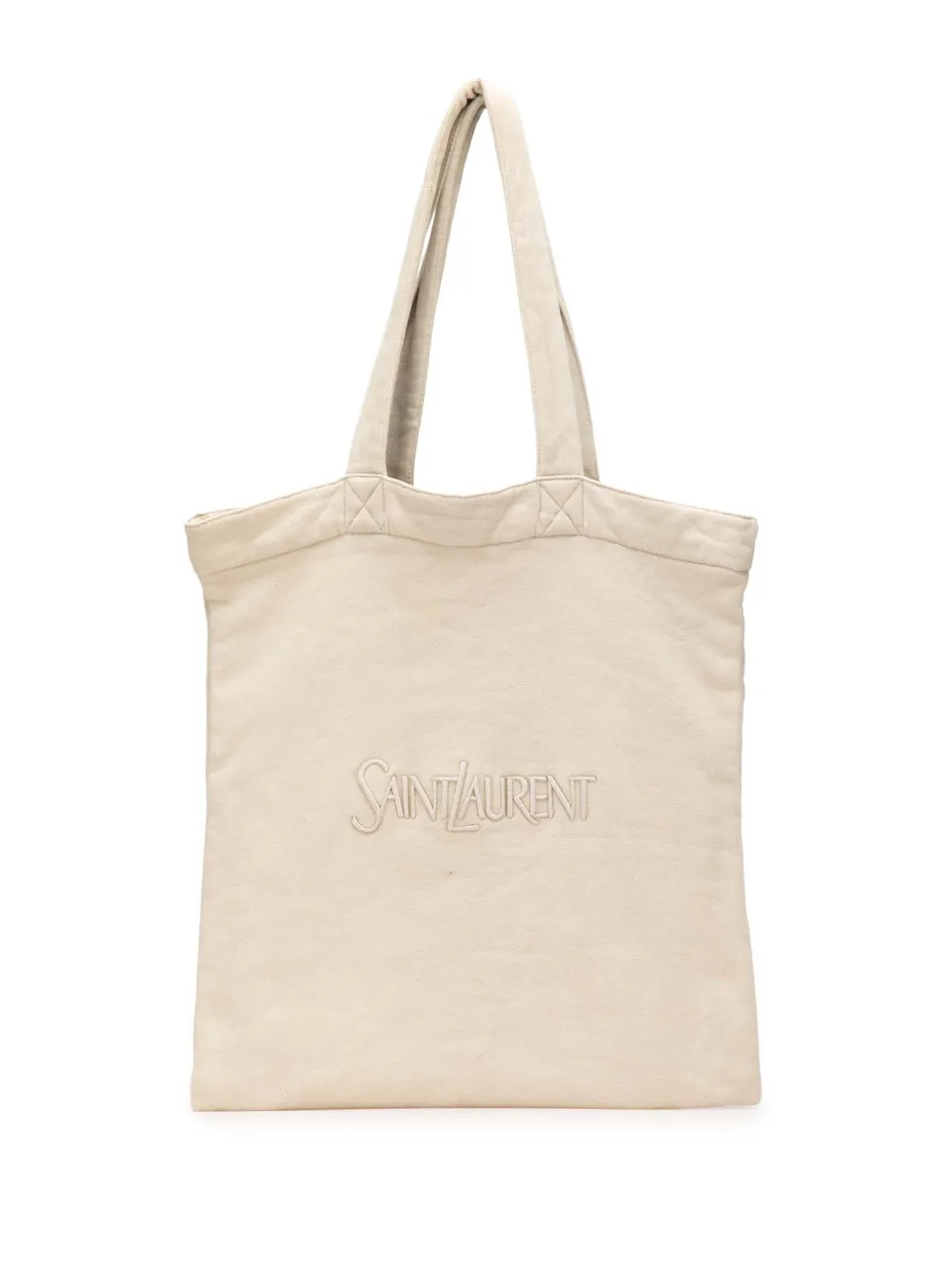 Saint Laurent Pre-Owned 2021-2025 Fleece Embroidered Logo tote bag | Brown | Image 1