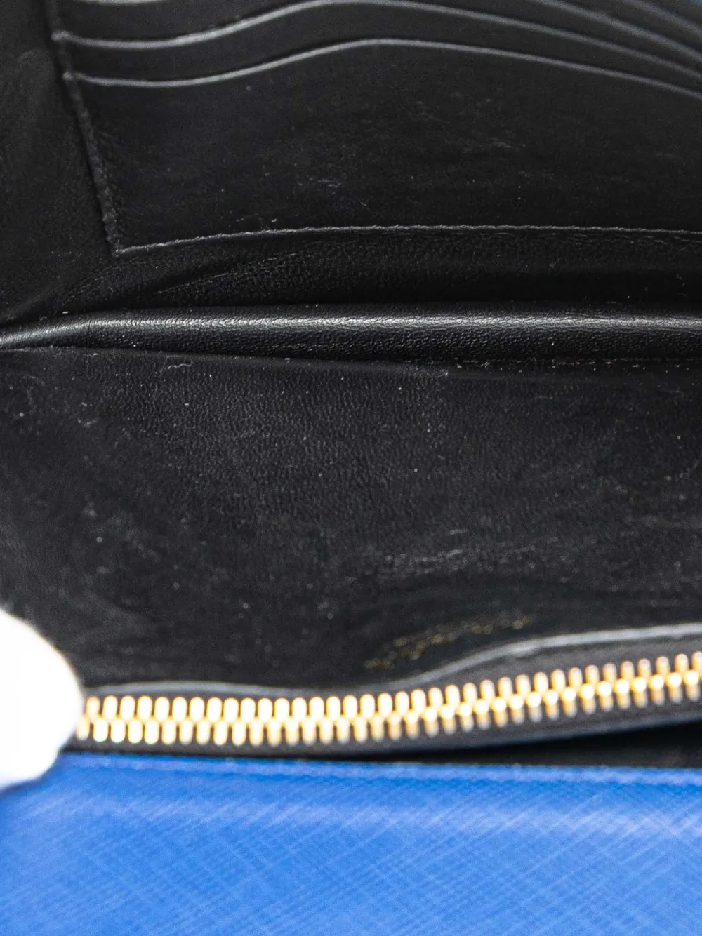 Pre-owned Prada 2000-2024 Saffiano Lux Monochrome Wallet On Chain Crossbody Bag In Blue