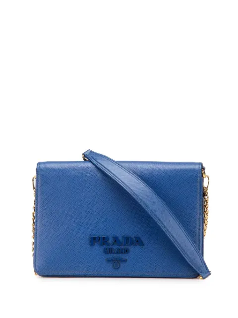 Prada Pre-Owned 2000-2024 Saffiano Lux Monochrome Wallet on Chain crossbody bag