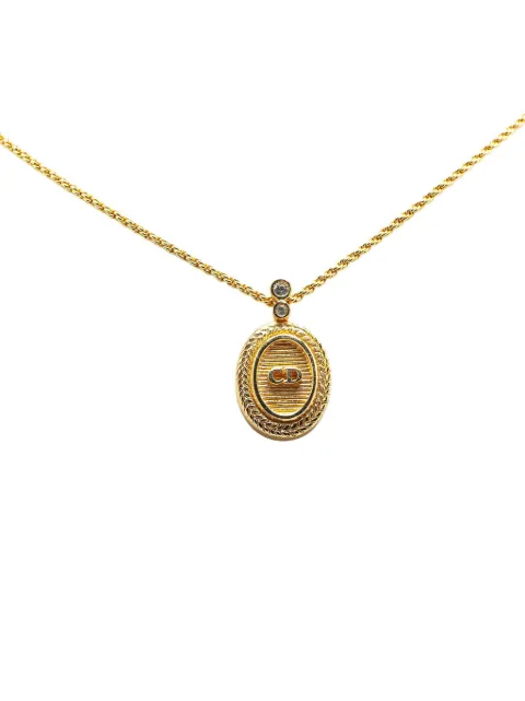 Christian Dior Pre-Owned 20th Century vergoldete Halskette mit ovalem CD-Anhänger