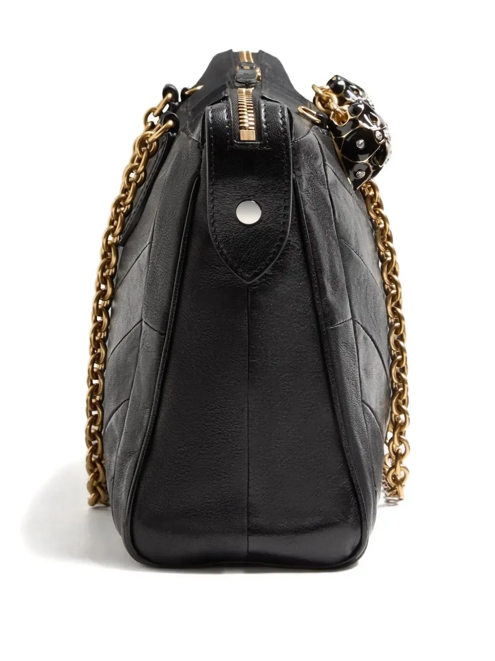 Valentino Garavani Panthea Shoulder Bag In Nappa Leather With Chevron Pattern In Black