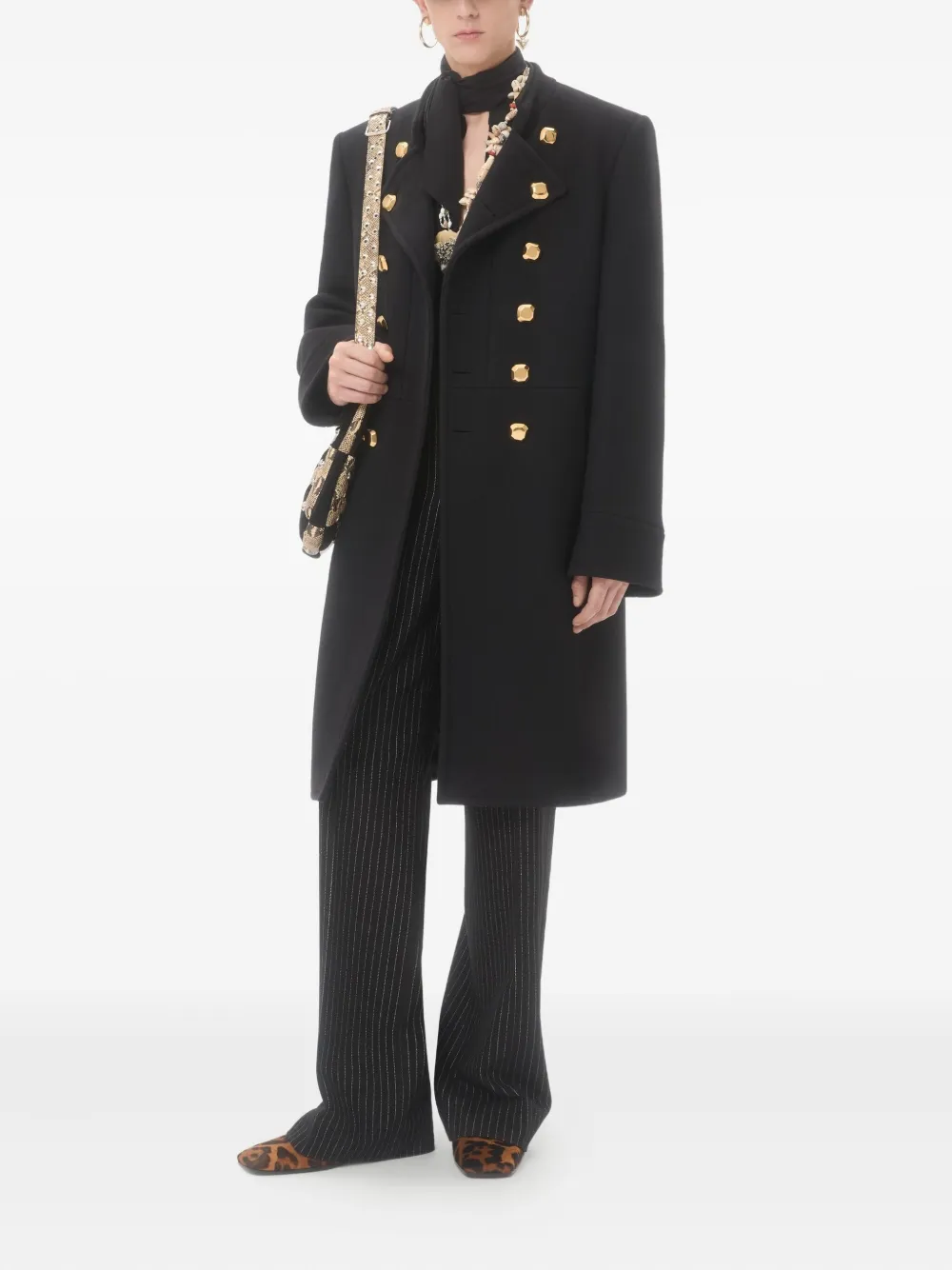 Valentino Garavani Jas met dubbele rij knopen en mandarijnkraag Zwart