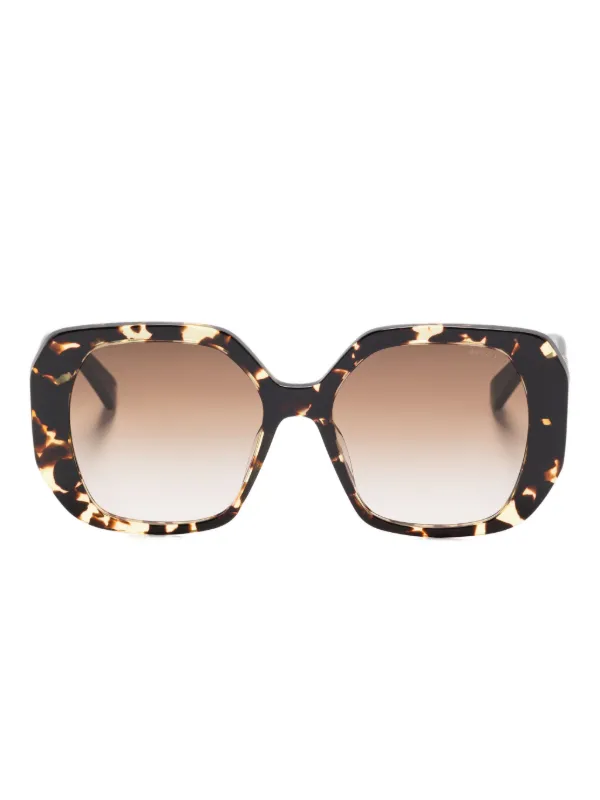 Bvlgari Geometric Tortoiseshell Sunglasses in Brown