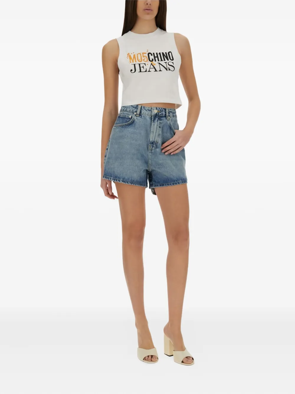 MOSCHINO JEANS Tanktop met logoprint Beige