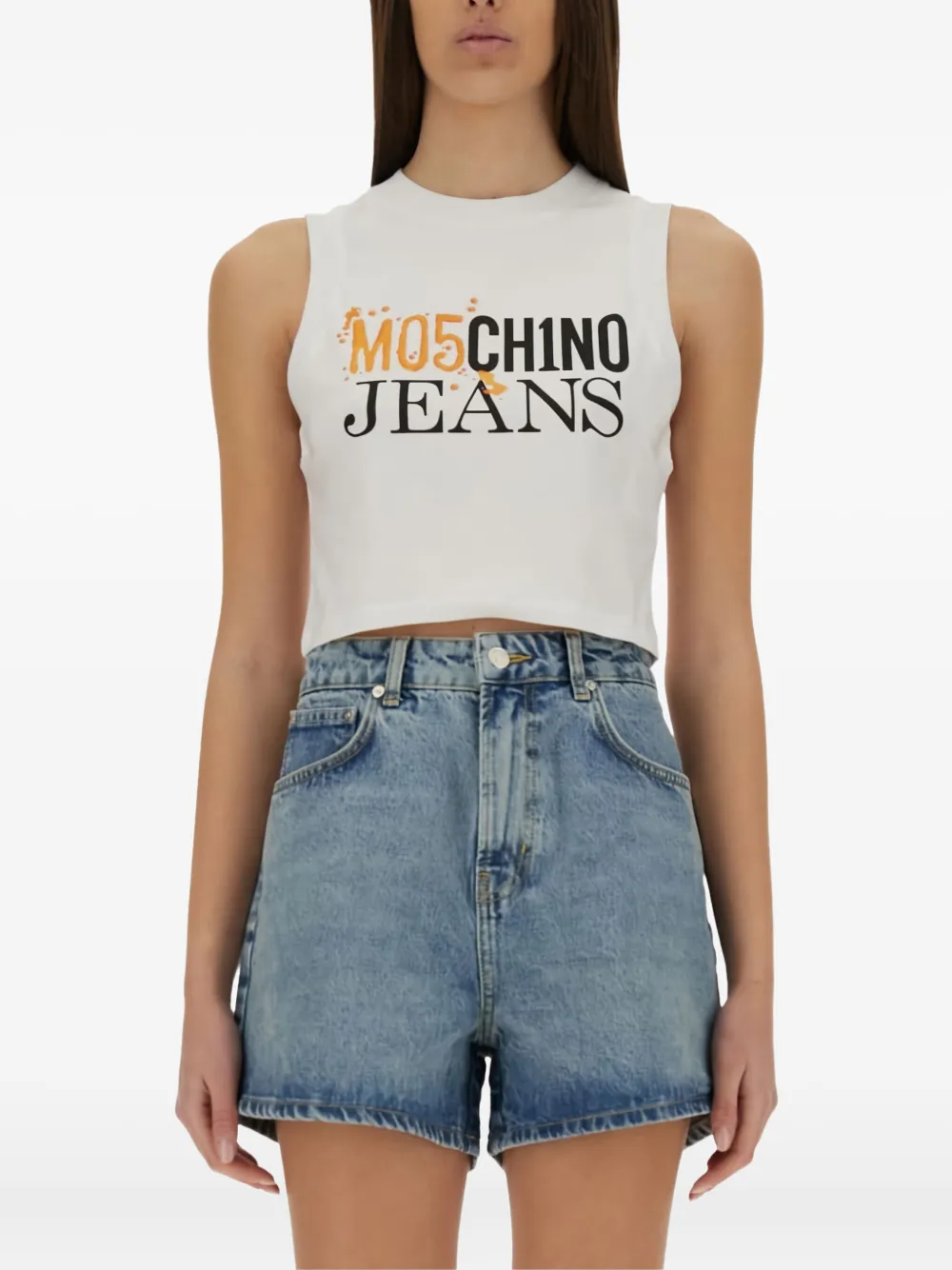 MOSCHINO JEANS Tanktop met logoprint Beige