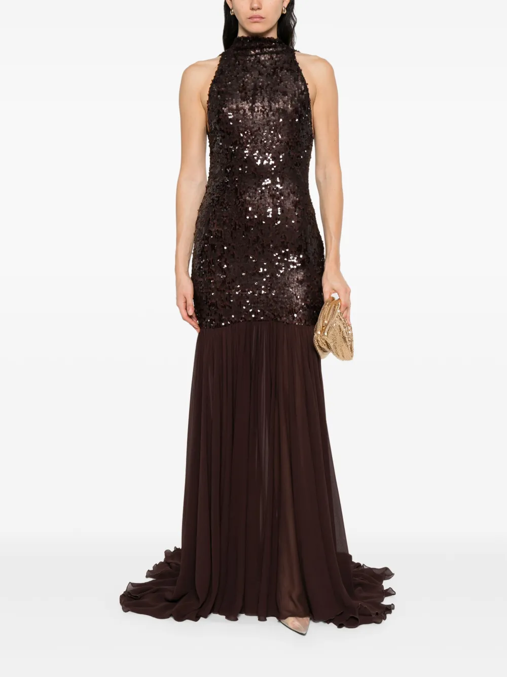 Atu Body Couture sequinned high-neck dress Bruin