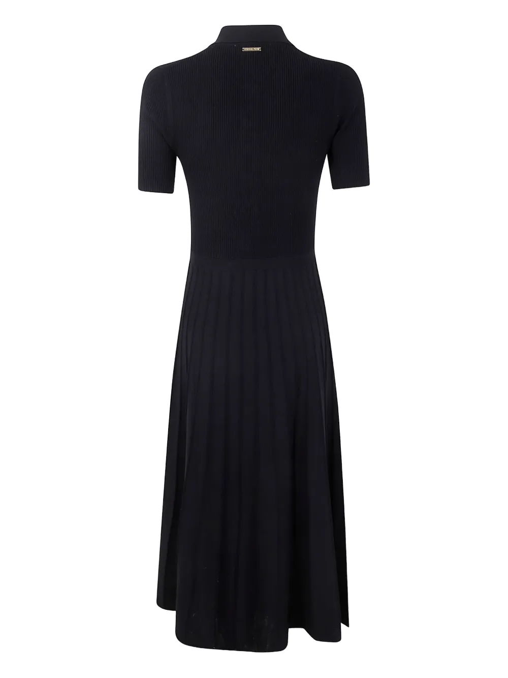 Michael Kors ribbed polo pleated midi dress Zwart