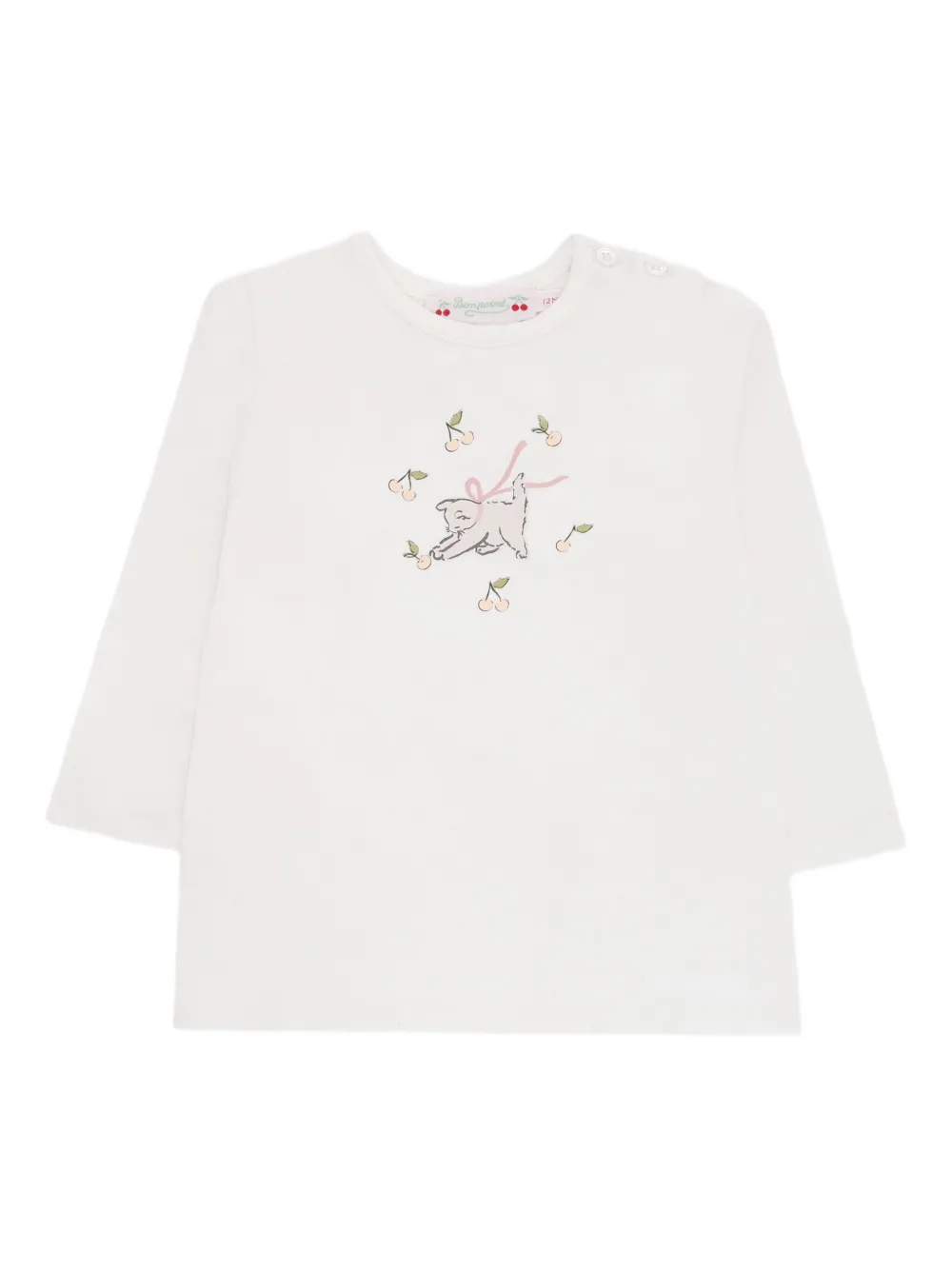 Bonpoint T-shirt met print en lange mouwen Beige