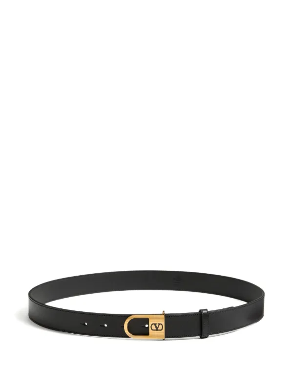 Valentino Vlogo Signature Leather Belt, Black Vlogo Signature Calfskin Belt for Man in Black | Valentino US main image 3