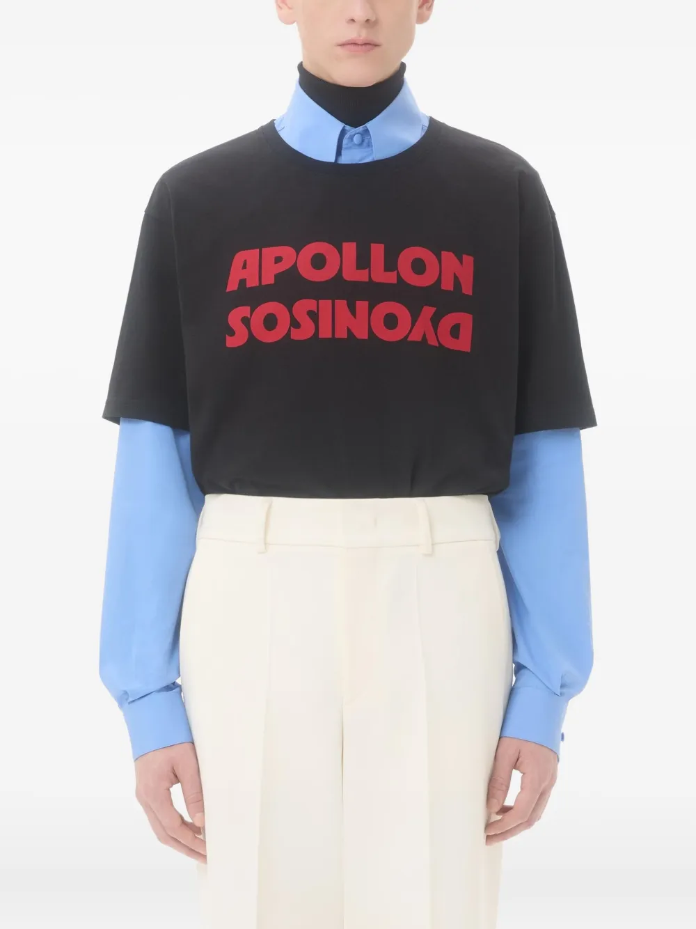 Valentino Cotton T-shirt Wuth Apollon Dyonisos Graphic Print In Black