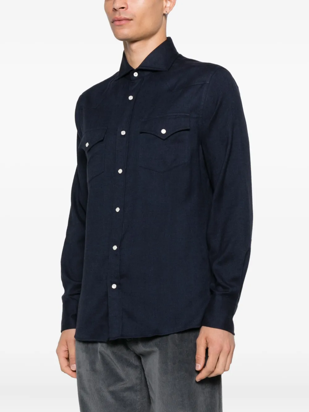 Brunello Cucinelli Overhemd met borstzak Blauw
