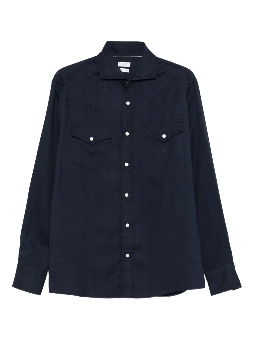 Brunello Cucinelli breast-pocket shirt Blauw