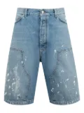 B1ARCHIVE paint-splattered denim shorts - Blue
