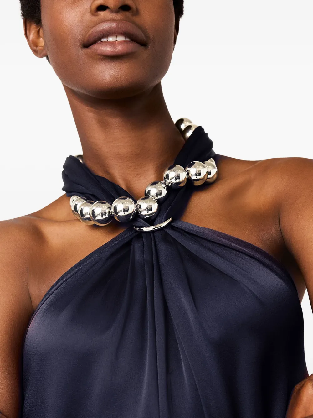 Stella Mccartney Ball-chain Halterneck Jumpsuit In Blue