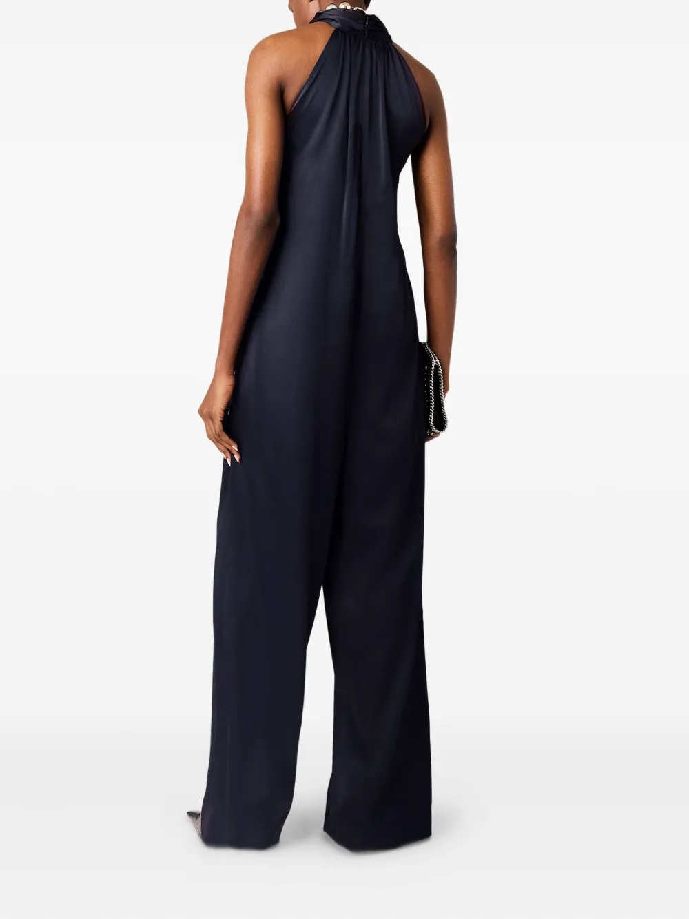 Stella Mccartney Ball-chain Halterneck Jumpsuit In Blue