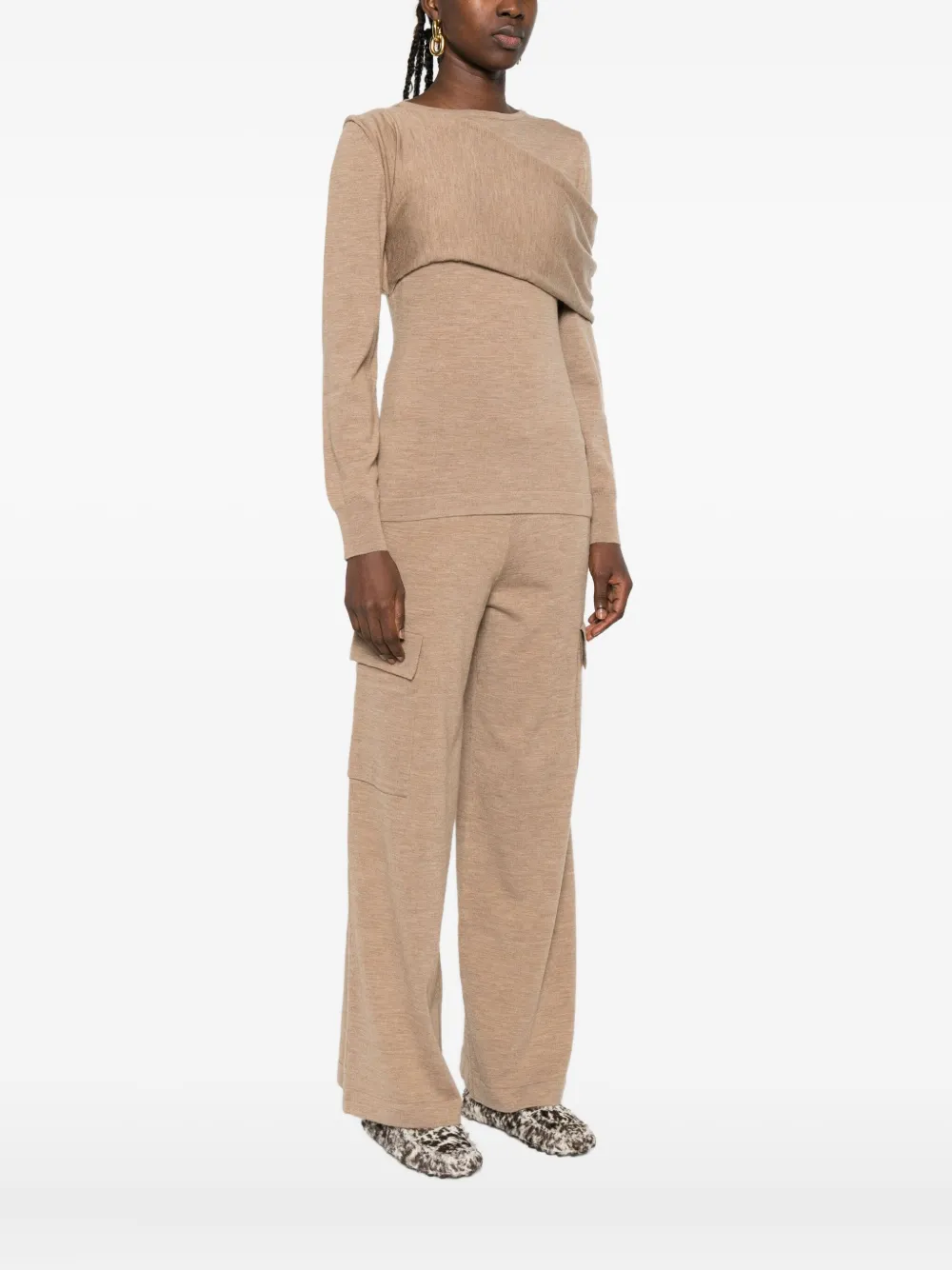 P.a.r.o.s.h Draped-shoulder Sweater In Neutral