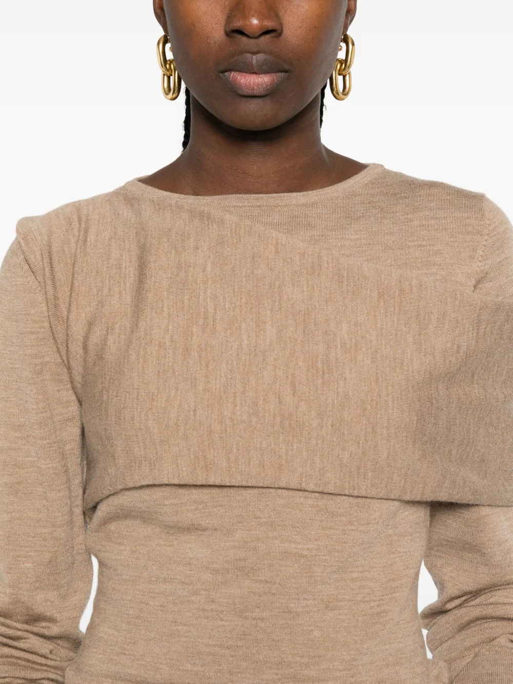 P.a.r.o.s.h Draped-shoulder Sweater In Neutral