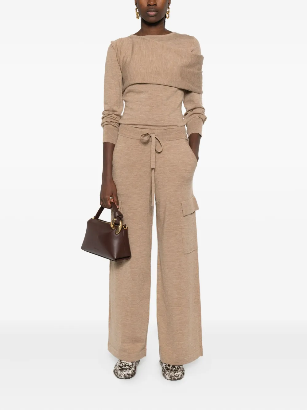 P.a.r.o.s.h Draped-shoulder Sweater In Neutral