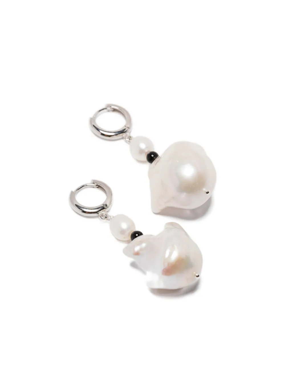 Gohar World aretes Host en plata de ley con ónix y perla | Joyas de lujo | Image 2