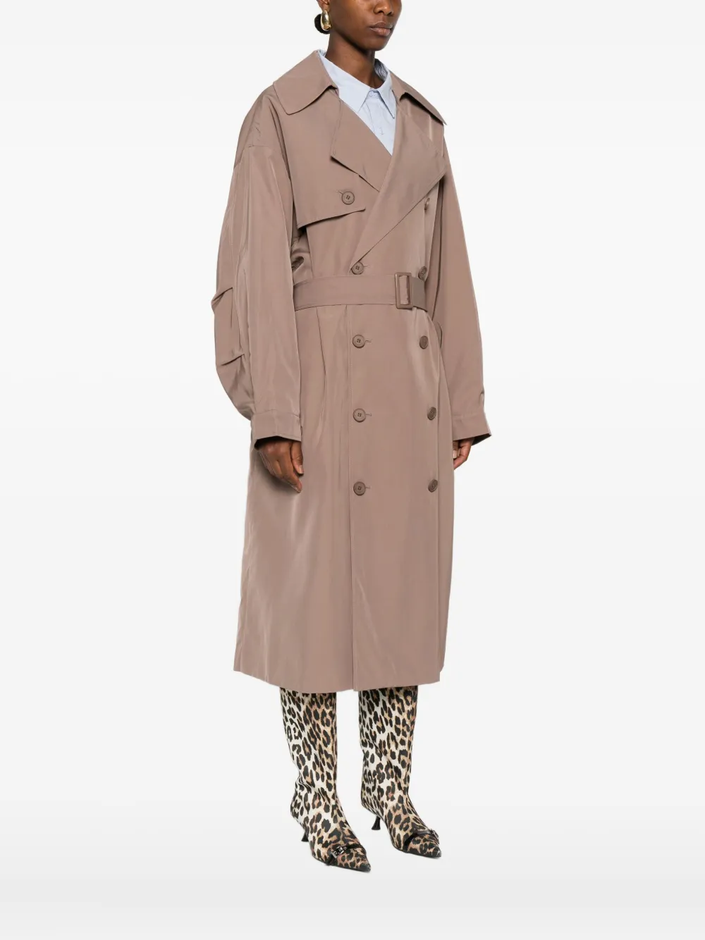The Frankie Shop Trenchcoat met dubbele rij knopen en ceintuur Bruin