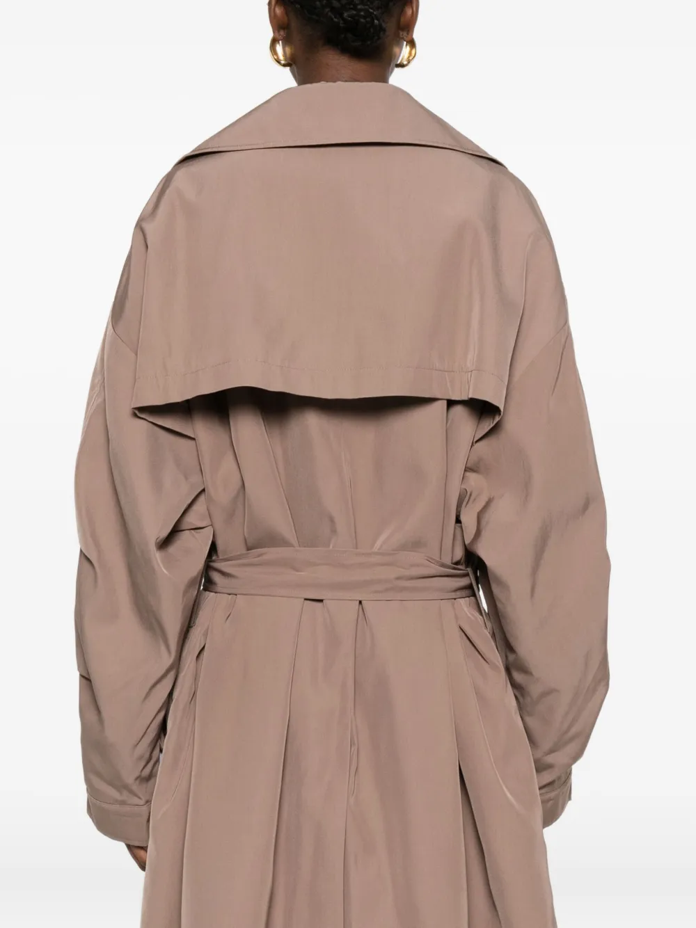 The Frankie Shop Double-breasted Belted Trench Coat In Brown