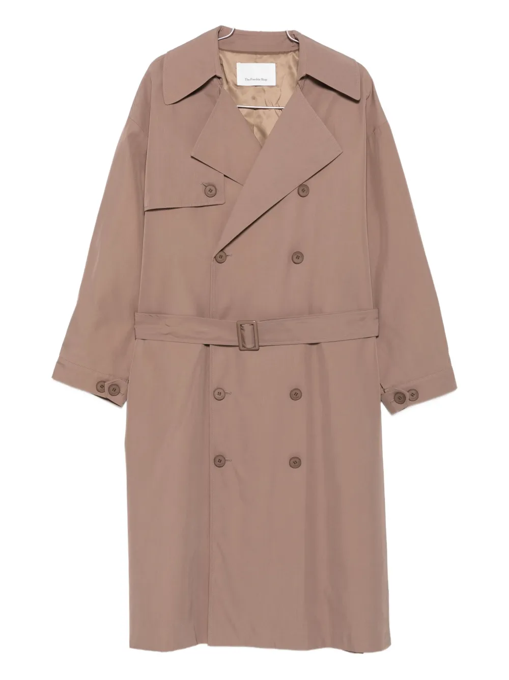 The Frankie Shop Double-breasted Belted Trench Coat In Brown