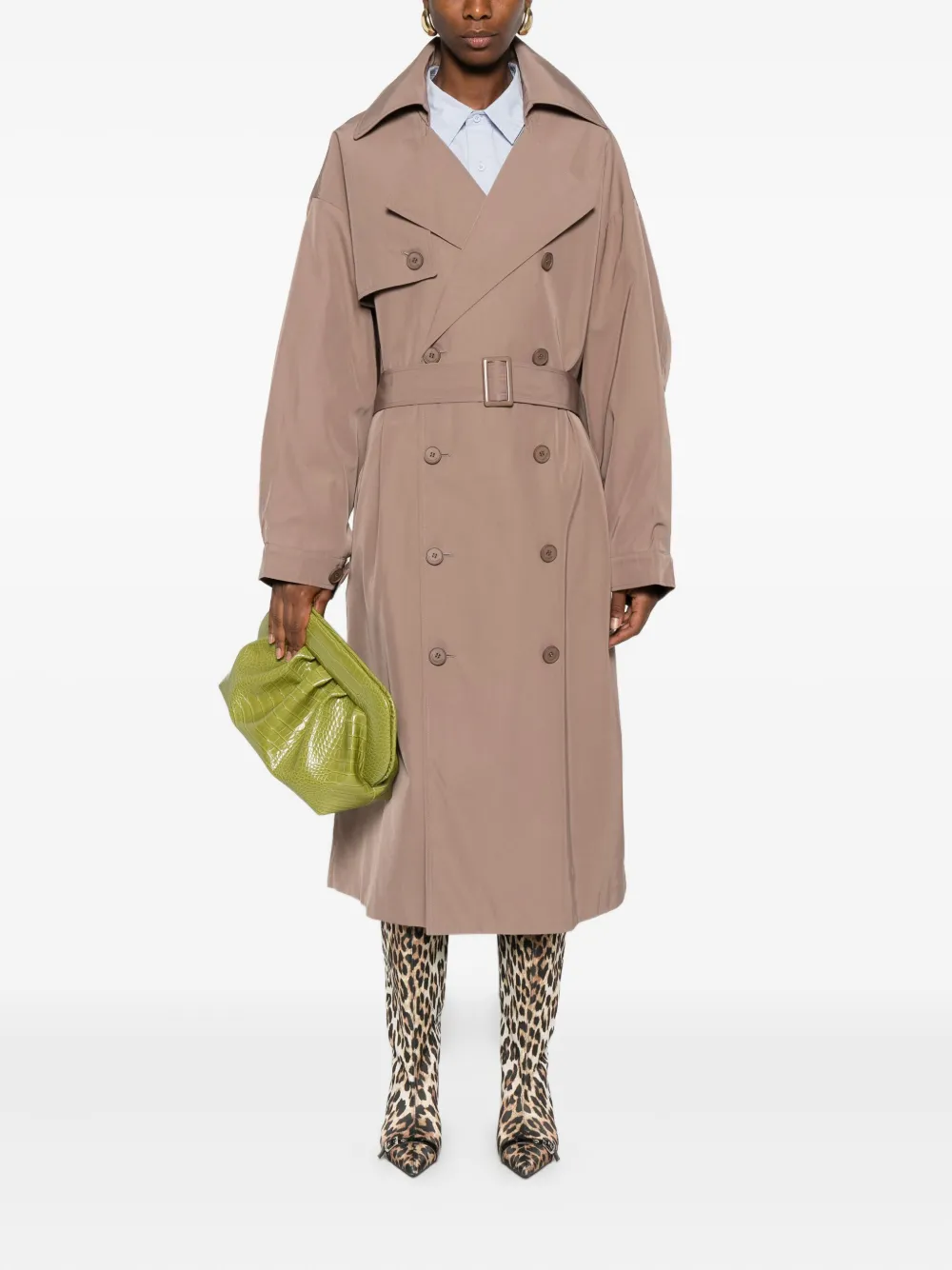The Frankie Shop Trenchcoat met dubbele rij knopen en ceintuur Bruin