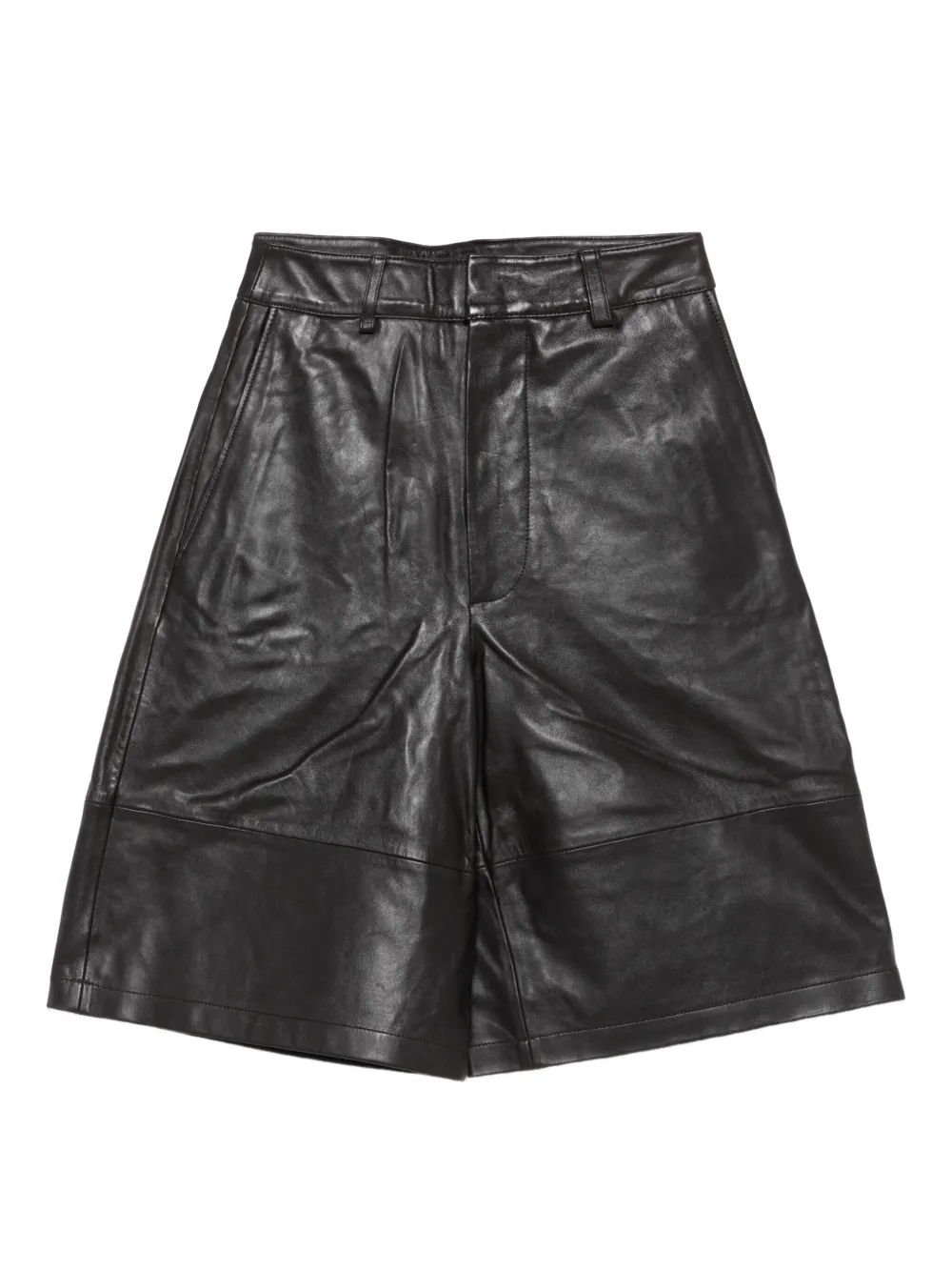 The Frankie Shop Olivia パネル レザーショートパンツ - ブラウン The Frankie Shop Olivia パネル レザーショートパンツ - ブラウン