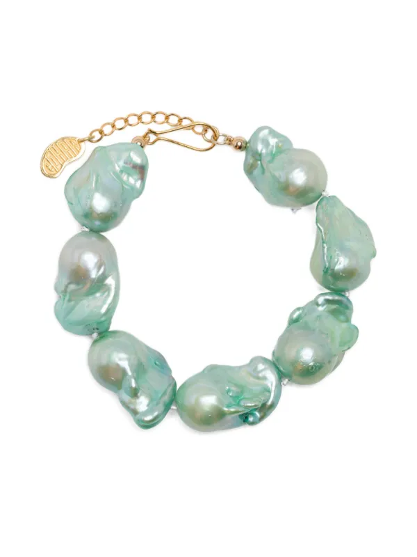 Gohar World Sterling Silver Host Pearl Bracelet in Green