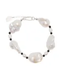 Gohar World sterling silver Host pearl and onyx bracelet - White