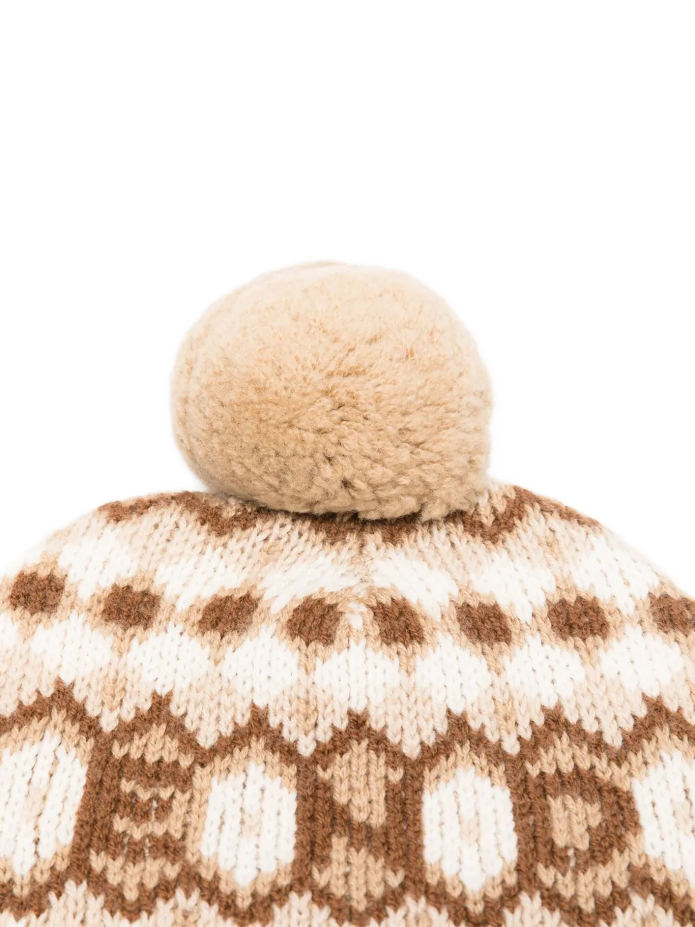 Fendi Pompom Nordic Beanie In Brown
