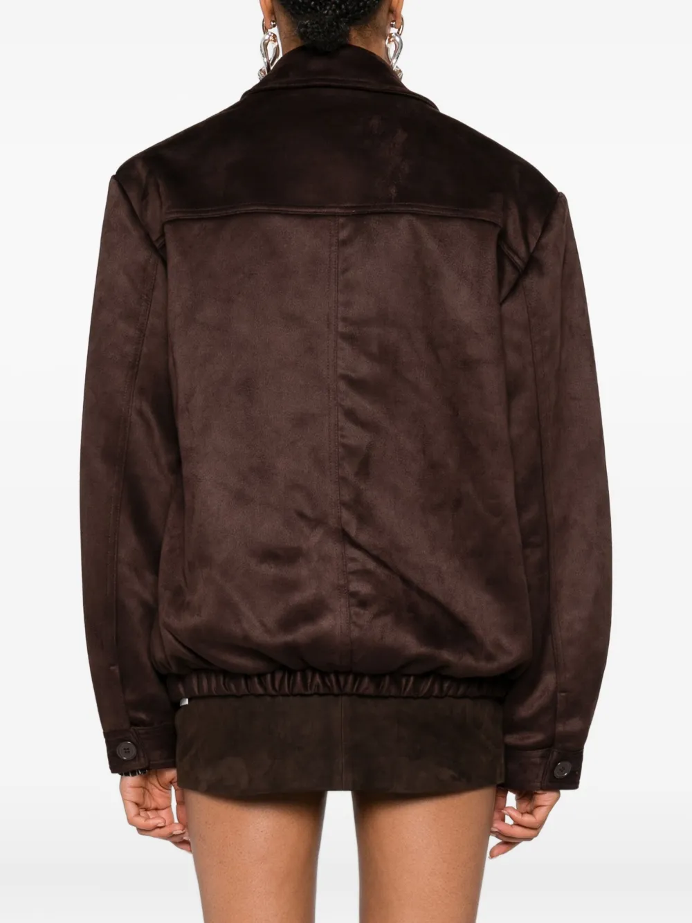 The Frankie Shop Hester Faux Suede Button Jacket In Brown