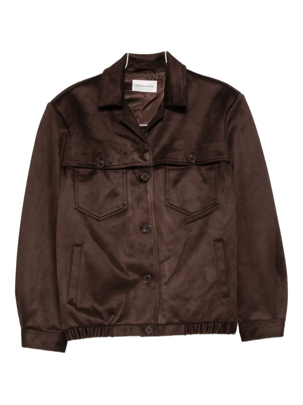 The Frankie Shop Hester Faux Suede Button Jacket In Brown