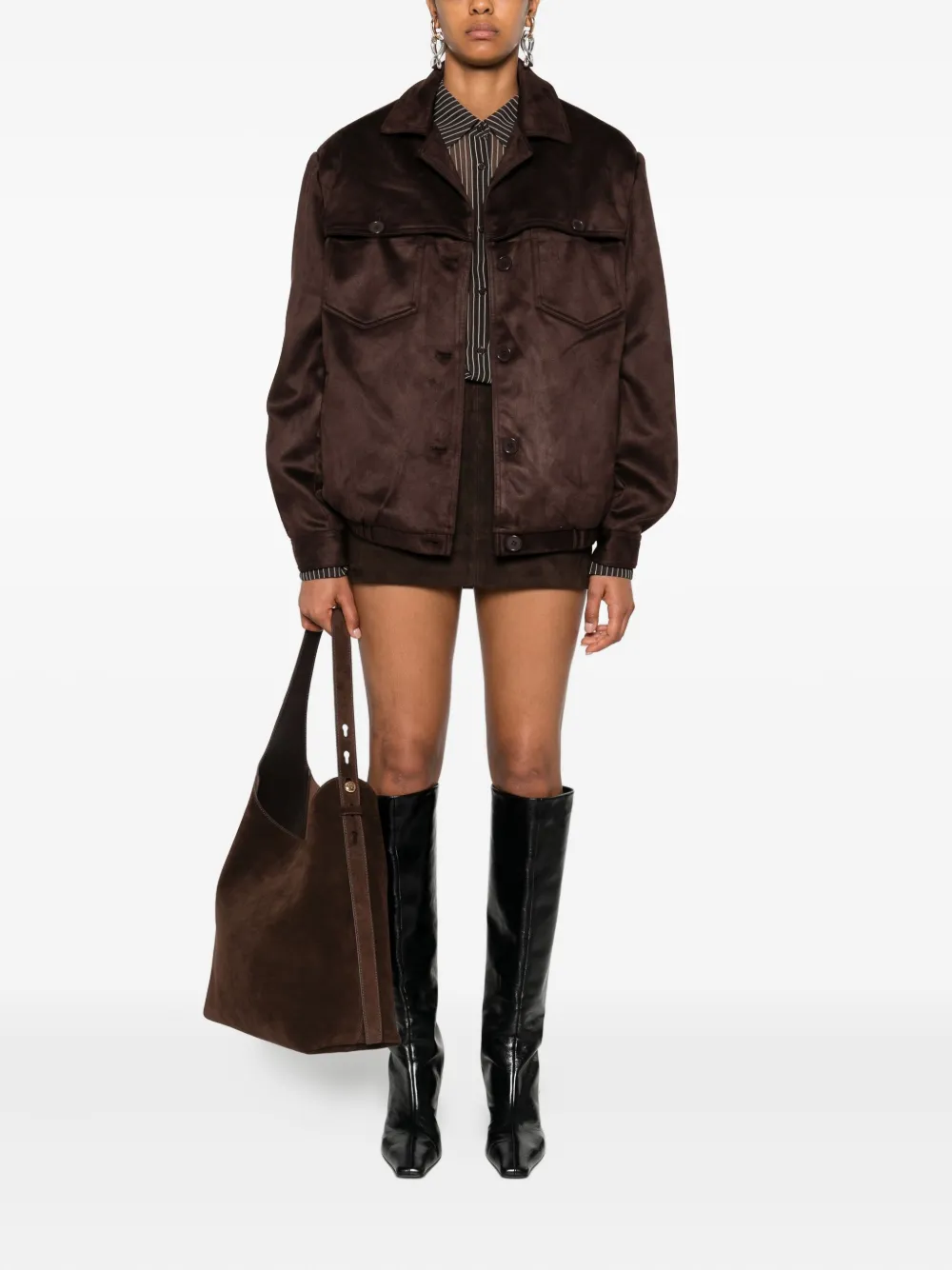 The Frankie Shop Hester jack van imitatie suède knopen Bruin