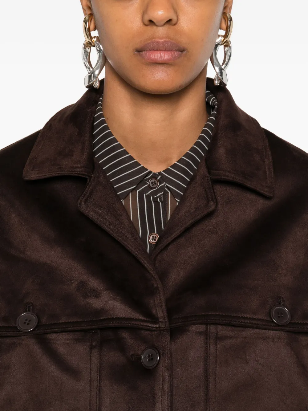 The Frankie Shop Hester jack van imitatie suède knopen Bruin