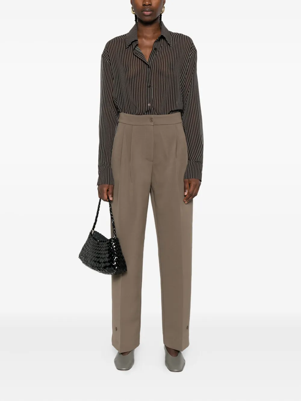 The Frankie Shop striped button-fastening shirt - Bruin