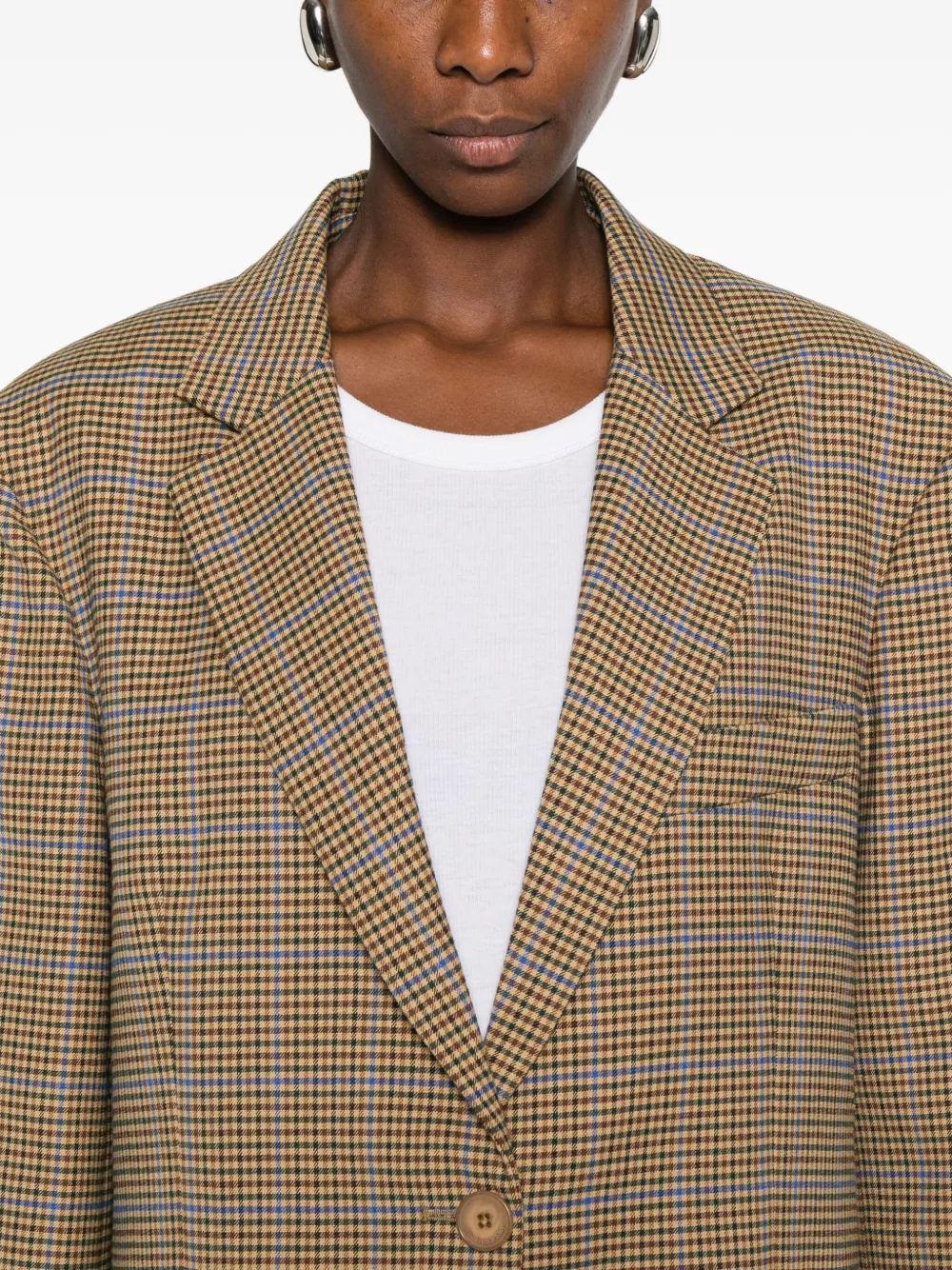 The Frankie Shop Lyra Houndstooth Check Blazer In Neutral