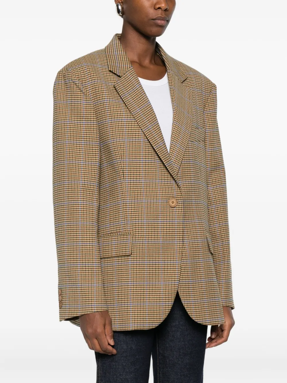 The Frankie Shop Lyra Houndstooth Check Blazer In Neutral