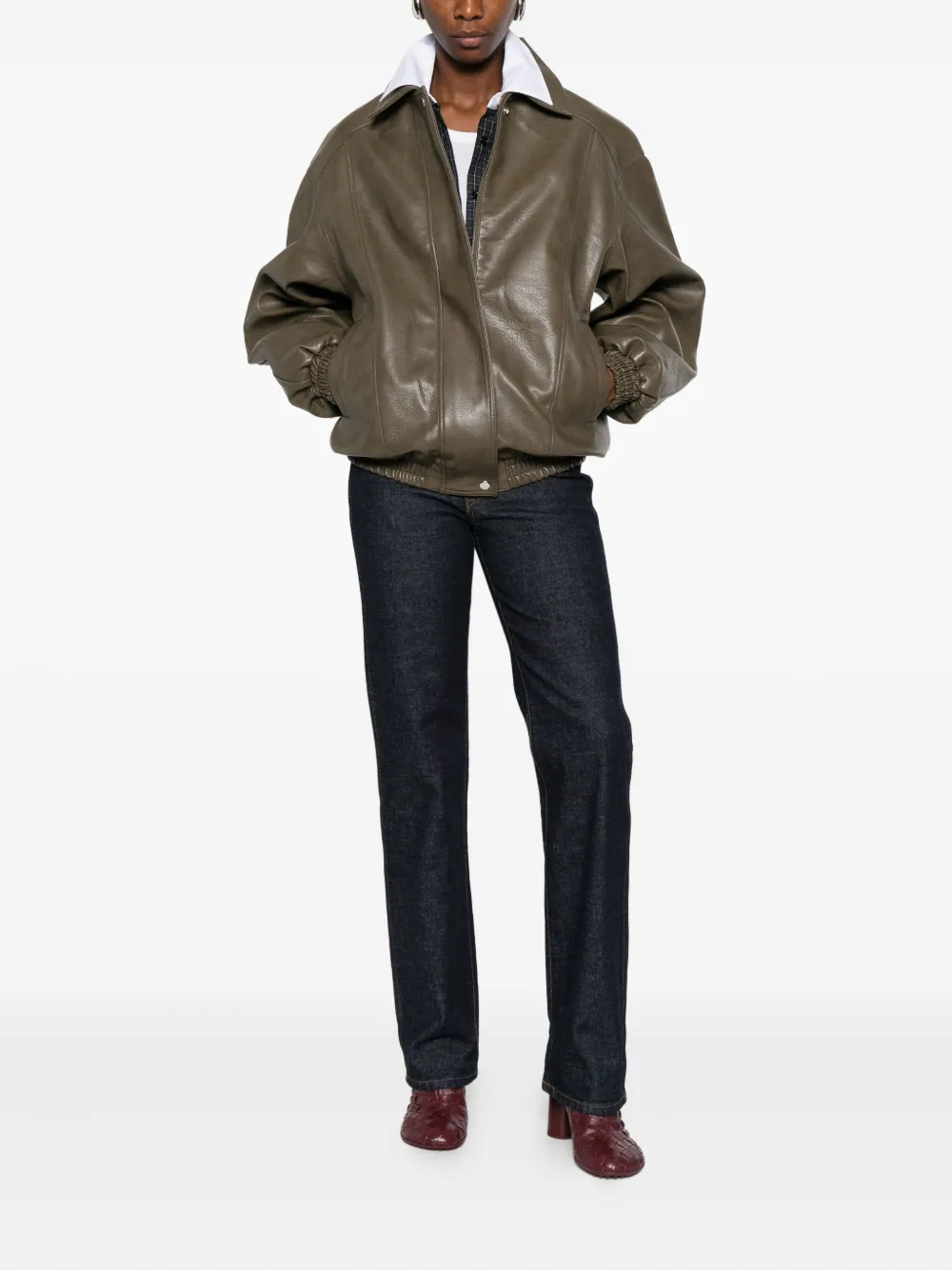 The Frankie Shop Prescott Elastic-cuff Jacket In Green