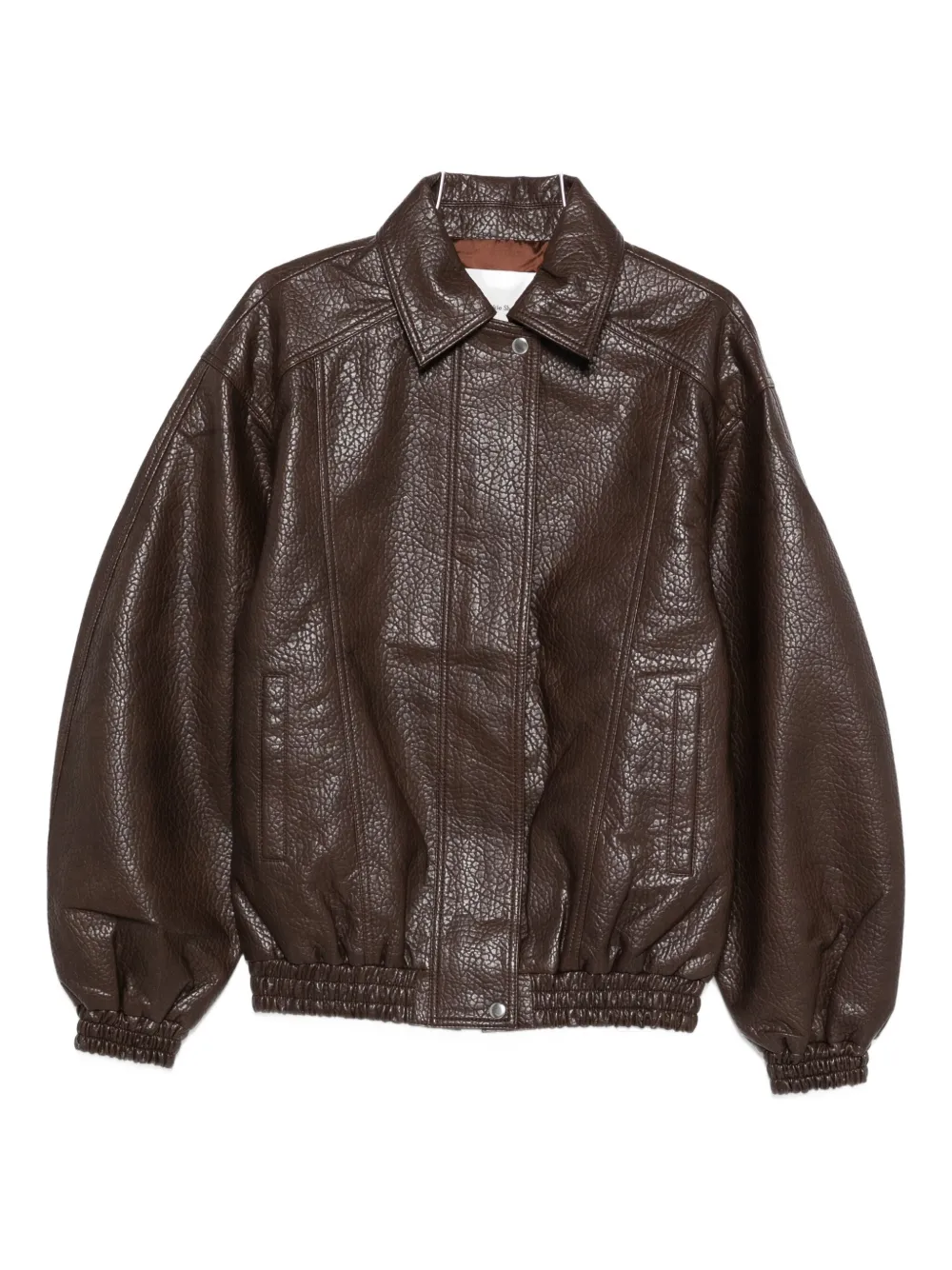 The Frankie Shop Prescott Grained Faux Leather Jacket In Brown