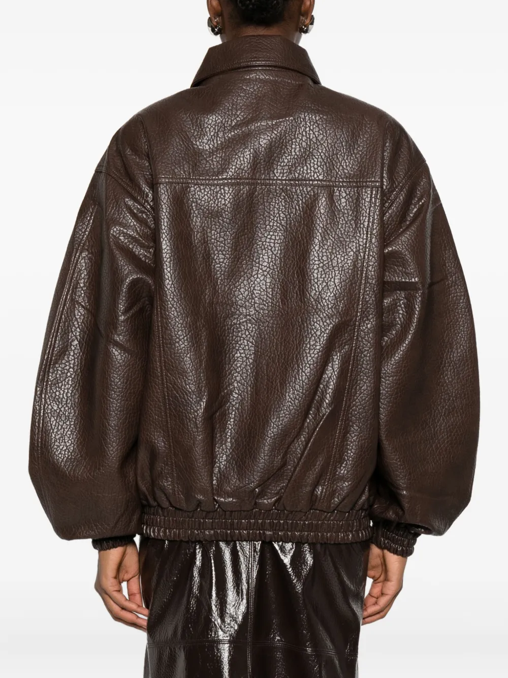 The Frankie Shop Prescott Grained Faux Leather Jacket In Brown