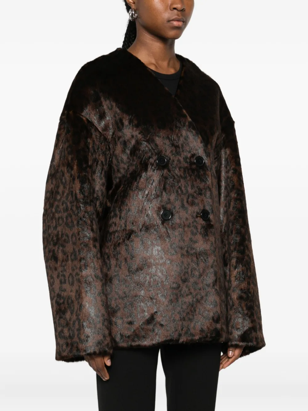 The Frankie Shop Valentina Leopard-pattern Jacket In Brown